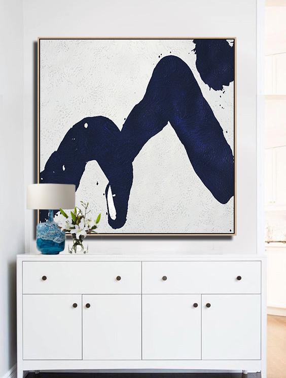 Navy Blue Minimalist Painting #NV186A - Click Image to Close